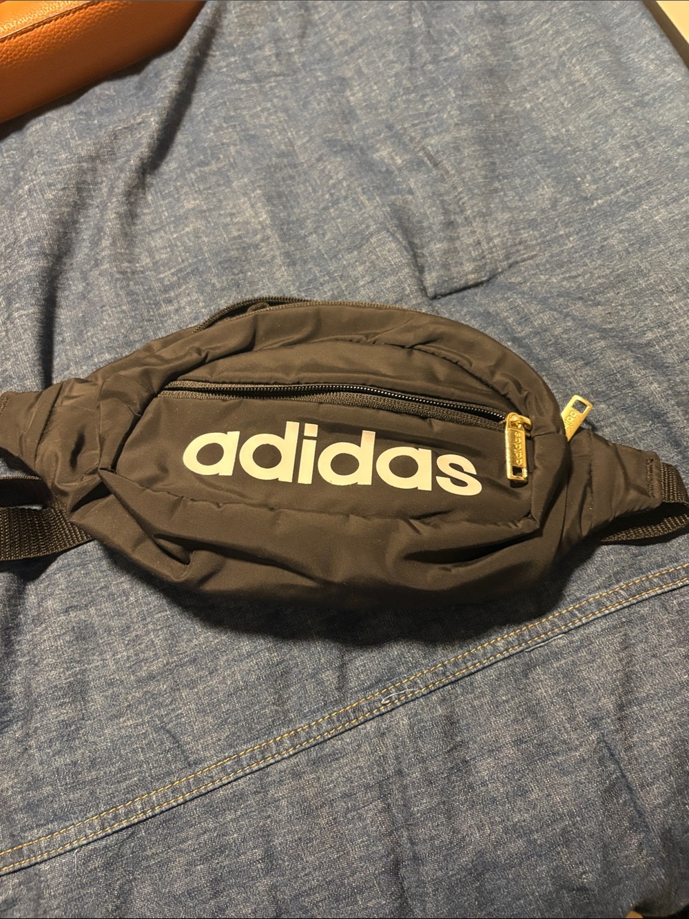 adidas Black Belt Bag with White Logo